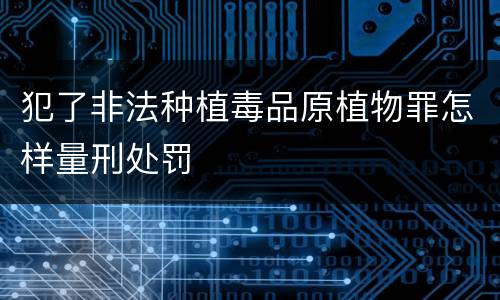 犯了非法种植毒品原植物罪怎样量刑处罚