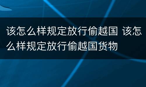 该怎么样规定放行偷越国 该怎么样规定放行偷越国货物