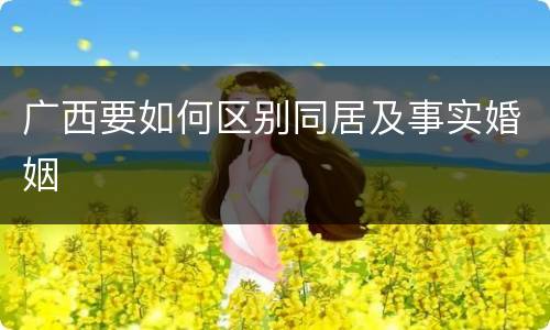 广西要如何区别同居及事实婚姻