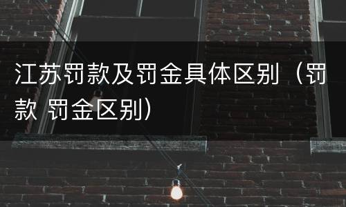 江苏罚款及罚金具体区别（罚款 罚金区别）