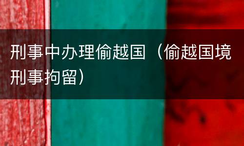 刑事中办理偷越国（偷越国境刑事拘留）