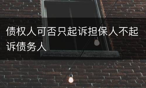 债权人可否只起诉担保人不起诉债务人
