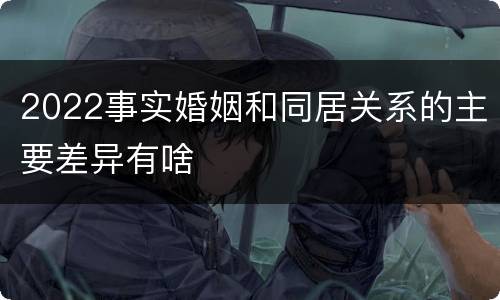 2022事实婚姻和同居关系的主要差异有啥