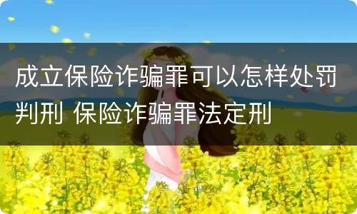成立保险诈骗罪可以怎样处罚判刑 保险诈骗罪法定刑