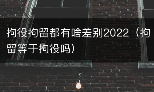 拘役拘留都有啥差别2022（拘留等于拘役吗）