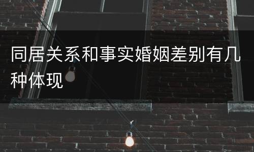 同居关系和事实婚姻差别有几种体现