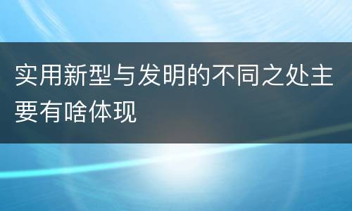 实用新型与发明的不同之处主要有啥体现