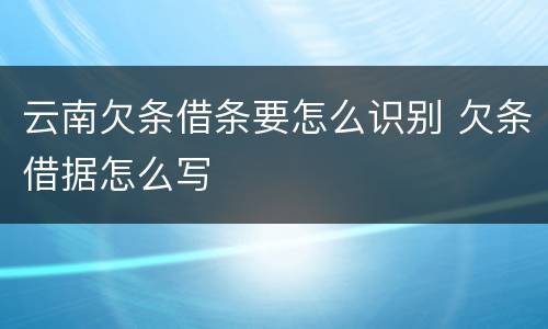 云南欠条借条要怎么识别 欠条借据怎么写