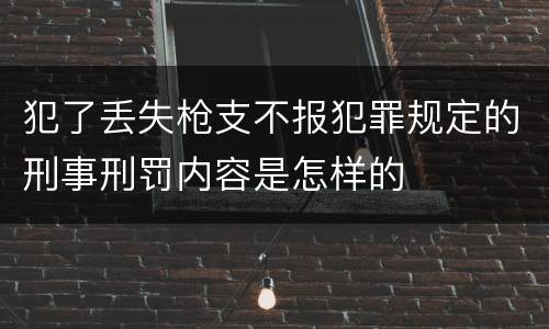 犯了丢失枪支不报犯罪规定的刑事刑罚内容是怎样的