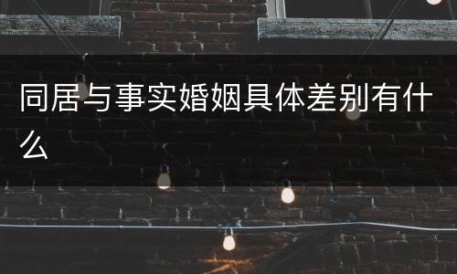 同居与事实婚姻具体差别有什么