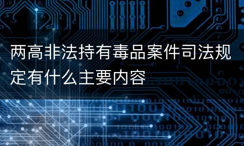 两高非法持有毒品案件司法规定有什么主要内容