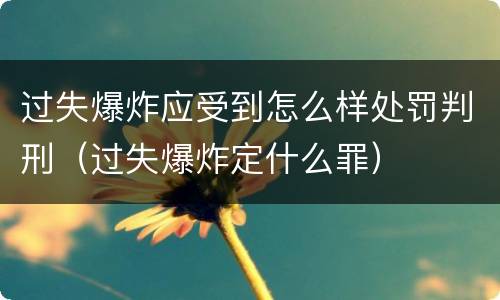 过失爆炸应受到怎么样处罚判刑（过失爆炸定什么罪）