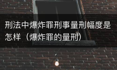 刑法中爆炸罪刑事量刑幅度是怎样（爆炸罪的量刑）