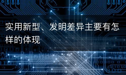 实用新型、发明差异主要有怎样的体现