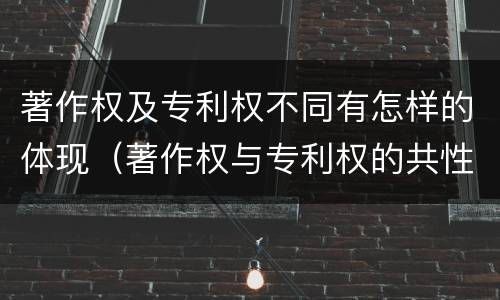 著作权及专利权不同有怎样的体现（著作权与专利权的共性有）