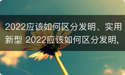 2022应该如何区分发明、实用新型 2022应该如何区分发明,实用新型产品呢