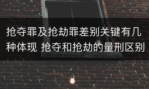 抢夺罪及抢劫罪差别关键有几种体现 抢夺和抢劫的量刑区别