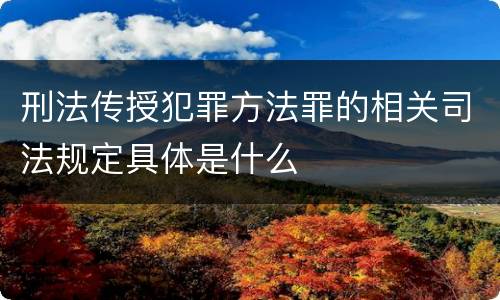 刑法传授犯罪方法罪的相关司法规定具体是什么
