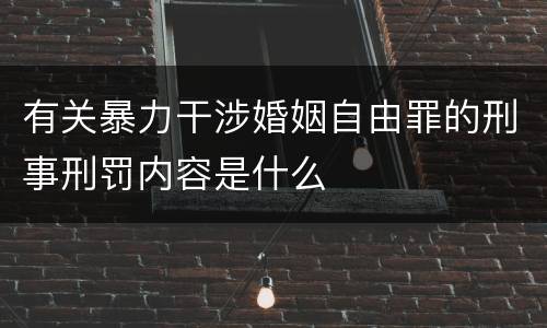 有关暴力干涉婚姻自由罪的刑事刑罚内容是什么