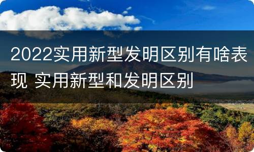 2022实用新型发明区别有啥表现 实用新型和发明区别