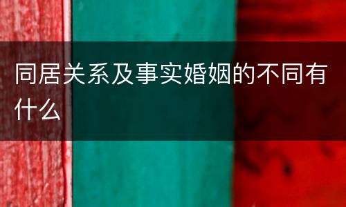 同居关系及事实婚姻的不同有什么