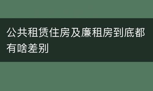 公共租赁住房及廉租房到底都有啥差别