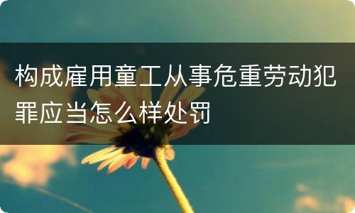 构成雇用童工从事危重劳动犯罪应当怎么样处罚