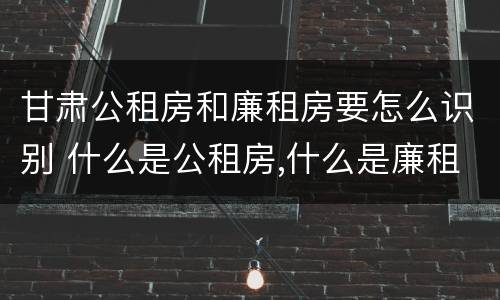 甘肃公租房和廉租房要怎么识别 什么是公租房,什么是廉租房