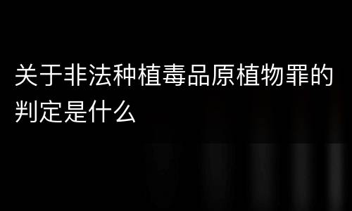关于非法种植毒品原植物罪的判定是什么