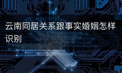 云南同居关系跟事实婚姻怎样识别