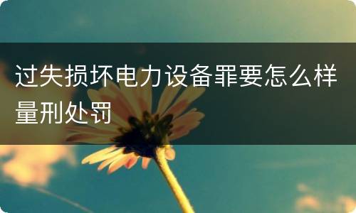 过失损坏电力设备罪要怎么样量刑处罚