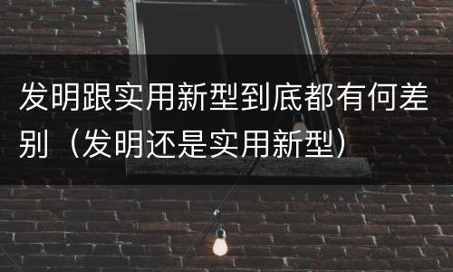 发明跟实用新型到底都有何差别（发明还是实用新型）