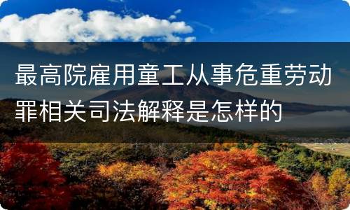 最高院雇用童工从事危重劳动罪相关司法解释是怎样的