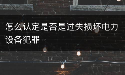 怎么认定是否是过失损坏电力设备犯罪