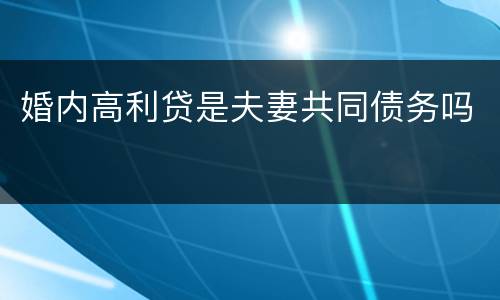 婚内高利贷是夫妻共同债务吗
