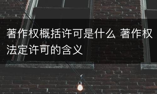 著作权概括许可是什么 著作权法定许可的含义