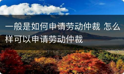 一般是如何申请劳动仲裁 怎么样可以申请劳动仲裁