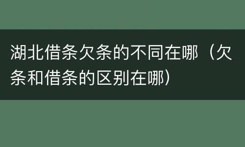 湖北借条欠条的不同在哪（欠条和借条的区别在哪）