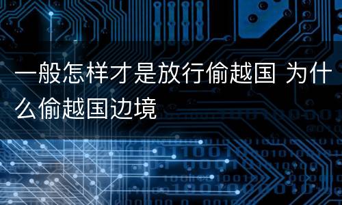 一般怎样才是放行偷越国 为什么偷越国边境