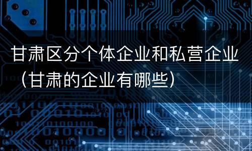 甘肃区分个体企业和私营企业（甘肃的企业有哪些）