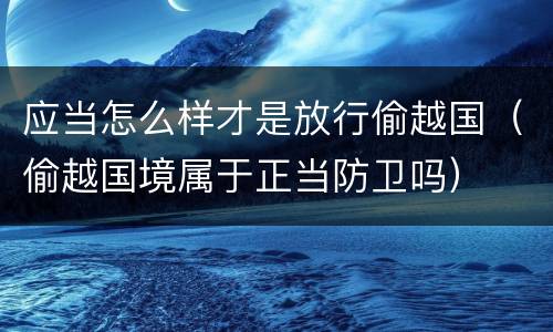 应当怎么样才是放行偷越国（偷越国境属于正当防卫吗）