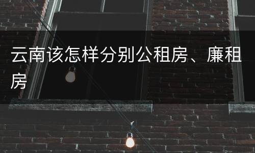 云南该怎样分别公租房、廉租房