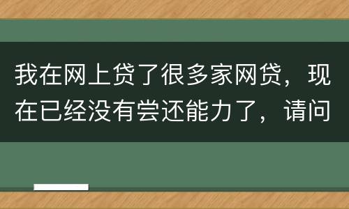 我在网上贷了很多家网贷，现在已经没有尝还能力了，请问我该怎么办，会被坐牢吗