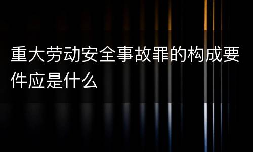 重大劳动安全事故罪的构成要件应是什么