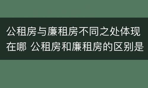 公租房与廉租房不同之处体现在哪 公租房和廉租房的区别是什么请继续我在听