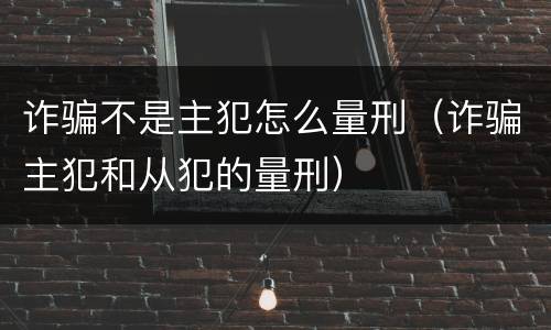 诈骗不是主犯怎么量刑（诈骗主犯和从犯的量刑）