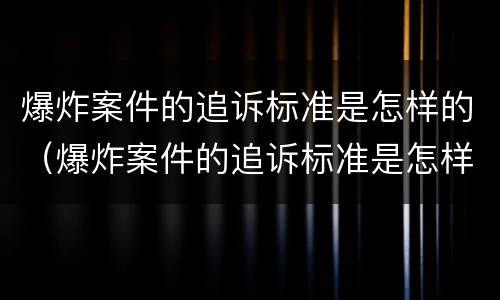 爆炸案件的追诉标准是怎样的（爆炸案件的追诉标准是怎样的呢）