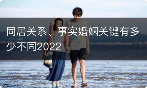 同居关系、事实婚姻关键有多少不同2022