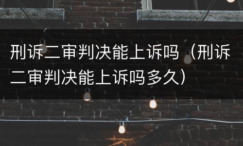 刑诉二审判决能上诉吗（刑诉二审判决能上诉吗多久）