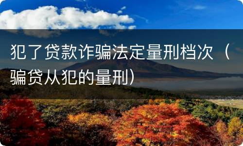 犯了贷款诈骗法定量刑档次（骗贷从犯的量刑）